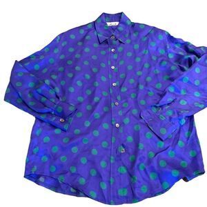 Vintage 80s Anne Klein II Silk Polkadot Blouse 6